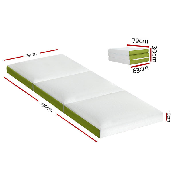 Giselle Bedding Foldable Mattress Folding Foam Trifold Green Mattresses