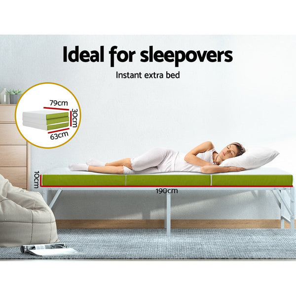 Giselle Bedding Foldable Mattress Folding Foam Trifold Green Mattresses