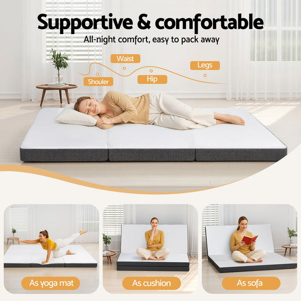 Giselle Foldable Mattress Folding Sofa Tri Fold Memory Foam Tencel Queen Mattresses