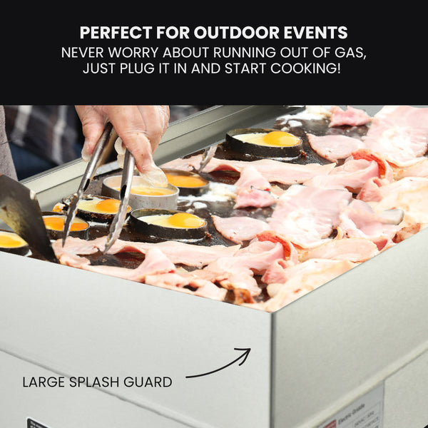 Thermomate Commercial Electric Griddle 2400W 55X35cm Half Ribbed Surface Grills & Griddles