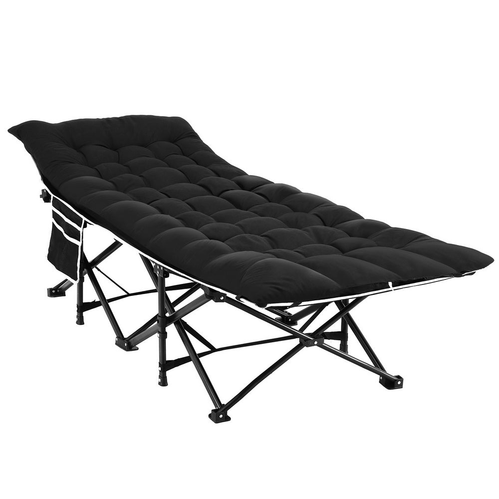Artiss Folding Bed With Mattress Heavy Duty Black 185Cm King Bed Frames
