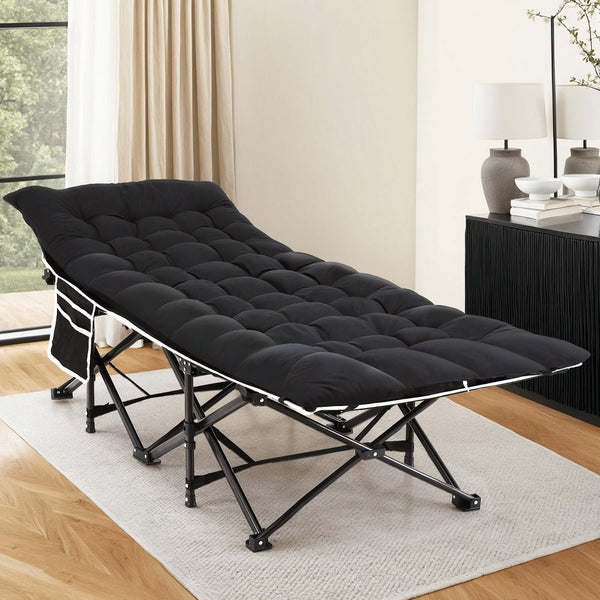 Artiss Folding Bed With Mattress Heavy Duty Black 185Cm King Bed Frames