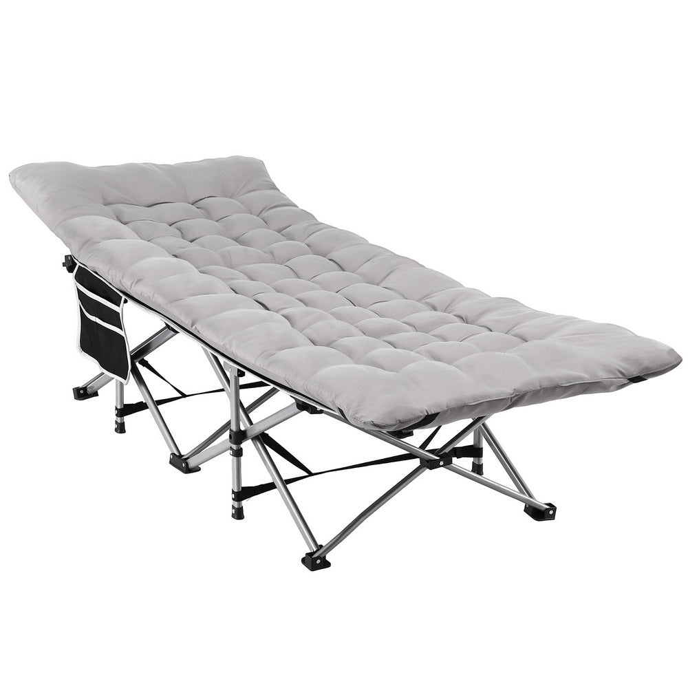 Artiss Folding Bed With Mattress Heavy Duty Grey 185Cm King Bed Frames