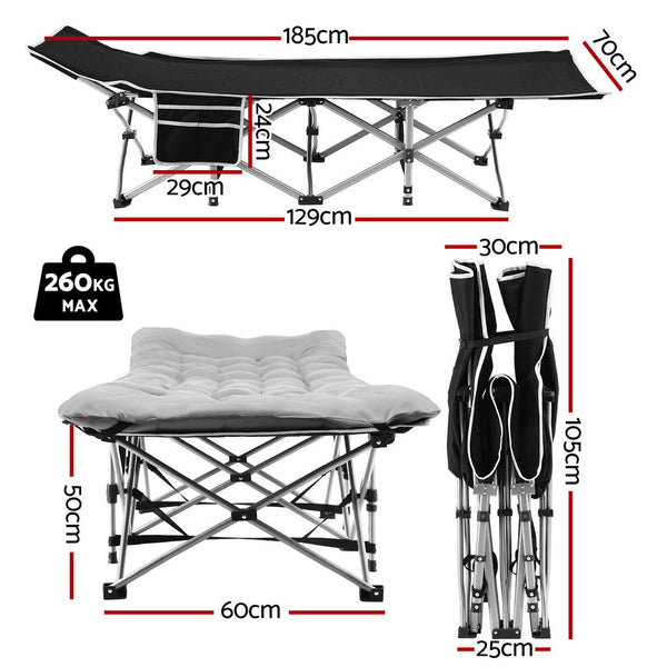 Artiss Folding Bed With Mattress Heavy Duty Grey 185Cm King Bed Frames