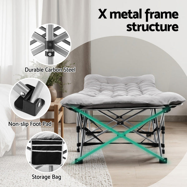 Artiss Folding Bed With Mattress Heavy Duty Grey 185Cm King Bed Frames