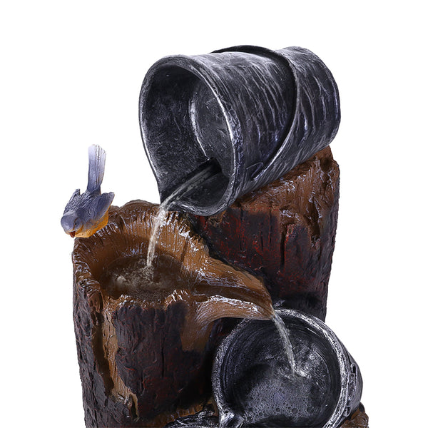 Gardeon Solar Water Feature Cascading Fountain 3 Tier Bucket Led Light Bird 76Cm Outdoor Fountains