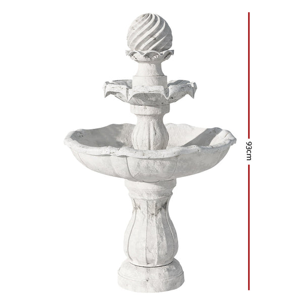 Gardeon Solar Water Feature 3 Tier Fountain With Pump Kit Bird Bath 93Cm Ivory Outdoor Fountains