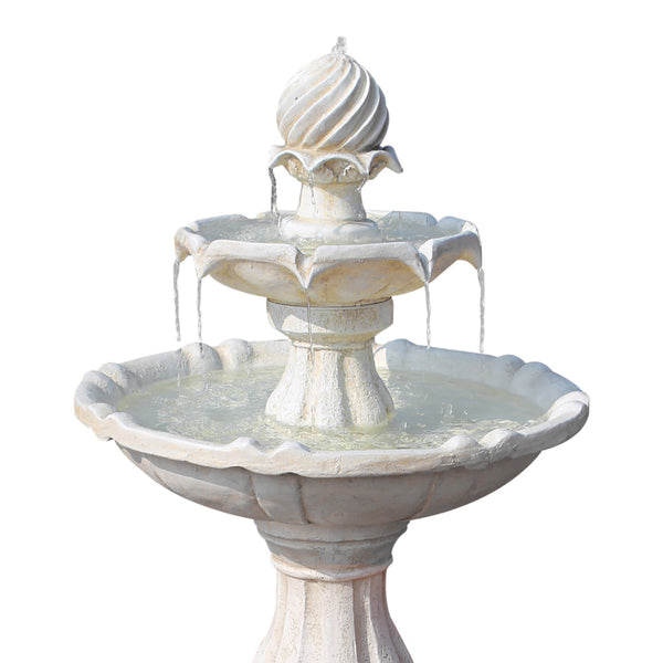 Gardeon Solar Water Feature 3 Tier Fountain With Pump Kit Bird Bath 93Cm Ivory Outdoor Fountains