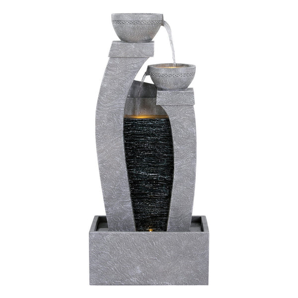 Gardeon Solar Fountain Water Feature Outdoor Fountain Indoor 3 Tier Cascading Grey Outdoor Fountains