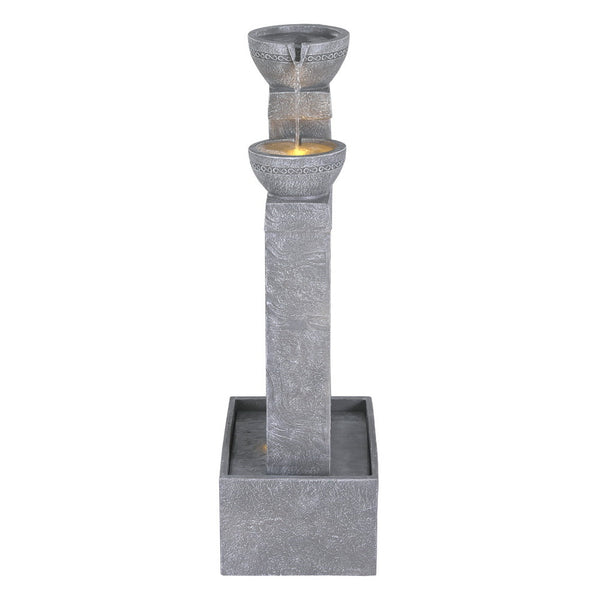 Gardeon Solar Fountain Water Feature Outdoor Fountain Indoor 3 Tier Cascading Grey Outdoor Fountains