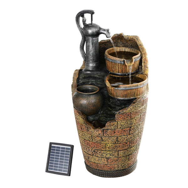 Gardeon Solar Fountain Water Feature Outdoor Cascading Hand Pump Design 80Cm Outdoor Fountains