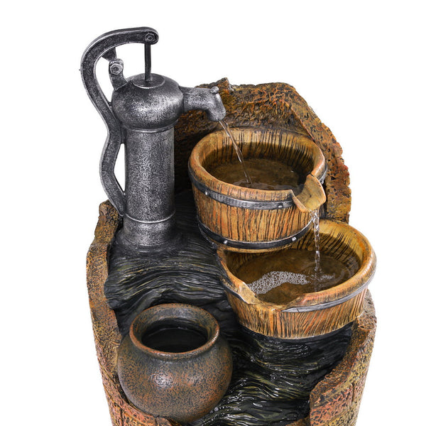 Gardeon Solar Fountain Water Feature Outdoor Cascading Hand Pump Design 80Cm Outdoor Fountains