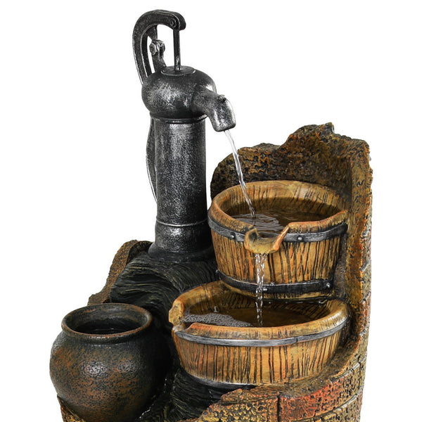 Gardeon Solar Fountain Water Feature Outdoor Cascading Hand Pump Design 80Cm Outdoor Fountains