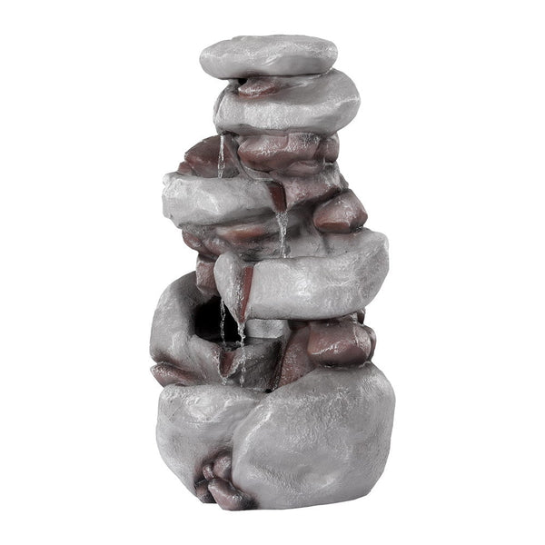 Gardeon Solar Fountain Water Feature Outdoor Indoor 4 Tier Brown Fountains