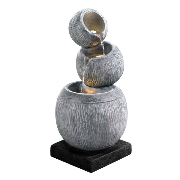 Gardeon Solar Fountain Water Feature Bird Bath Garden Led Light 80Cm Grey Outdoor Fountains