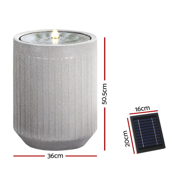 Gardeon Solar Fountain Water Feature Outdoor Fountain Led Lights Beige Outdoor Fountains
