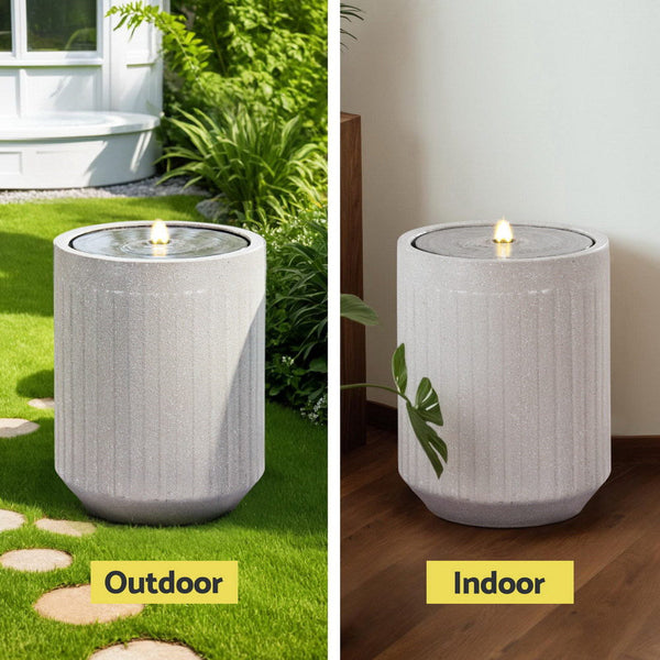 Gardeon Solar Fountain Water Feature Outdoor Fountain Led Lights Beige Outdoor Fountains