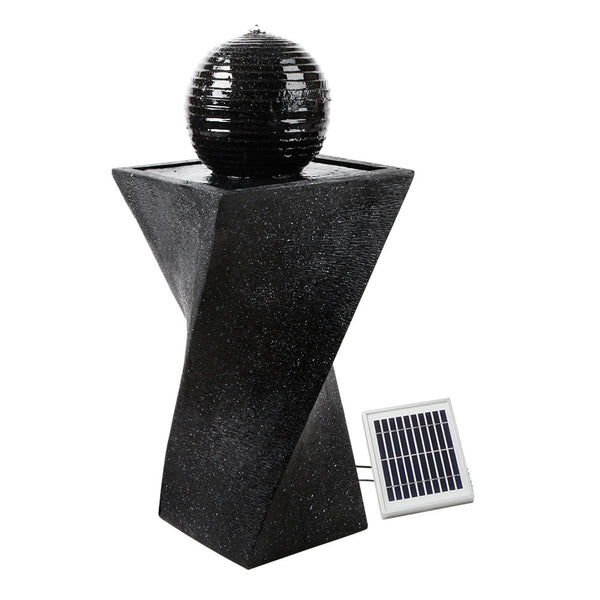 Gardeon Solar Water Feature Twisted Fountain Led Light Bird Bath 85Cm Black Outdoor Fountains