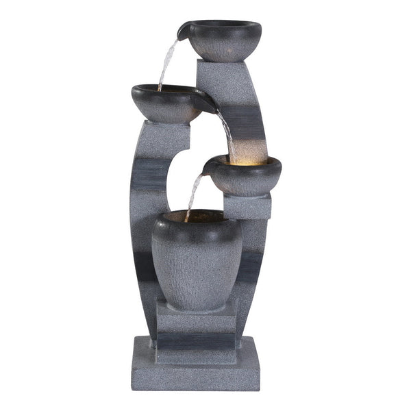 Gardeon Solar Fountain Water Feature Outdoor Fountain Indoor 3 Tier Bowl Cascading Grey Outdoor Fountains