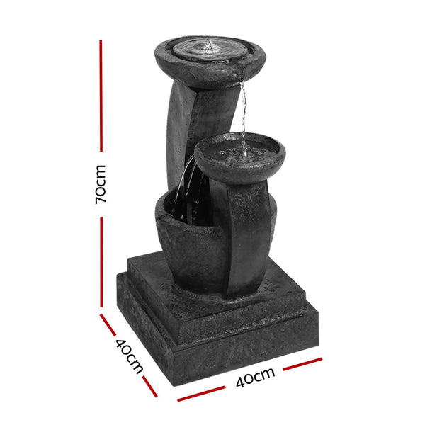 Gardeon Solar Water Feature Cascading Fountain 3 Tier Mushroom Led Light 70Cm Outdoor Fountains