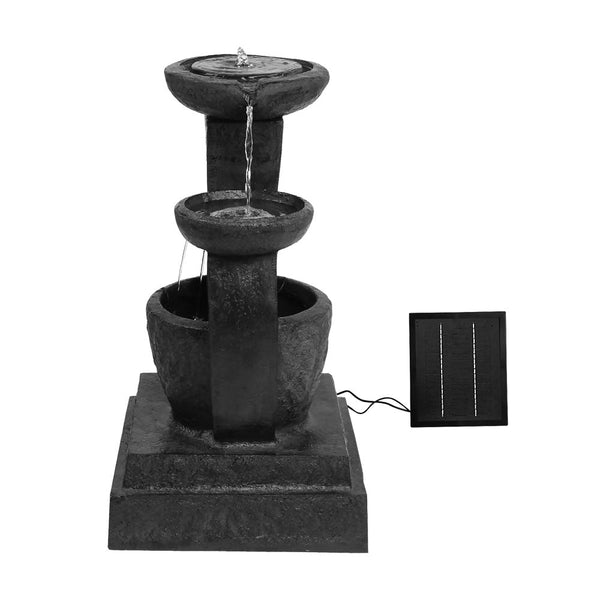 Gardeon Solar Water Feature Cascading Fountain 3 Tier Mushroom Led Light 70Cm Outdoor Fountains