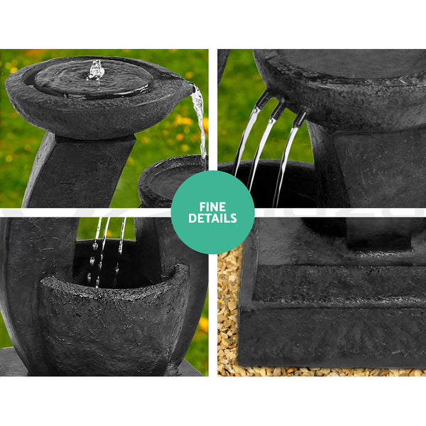 Gardeon Solar Water Feature Cascading Fountain 3 Tier Mushroom Led Light 70Cm Outdoor Fountains