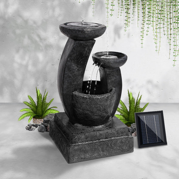 Gardeon Solar Water Feature Cascading Fountain 3 Tier Mushroom Led Light 70Cm Outdoor Fountains