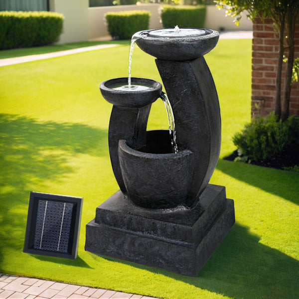 Gardeon Solar Water Feature Cascading Fountain 3 Tier Mushroom Led Light 70Cm Outdoor Fountains