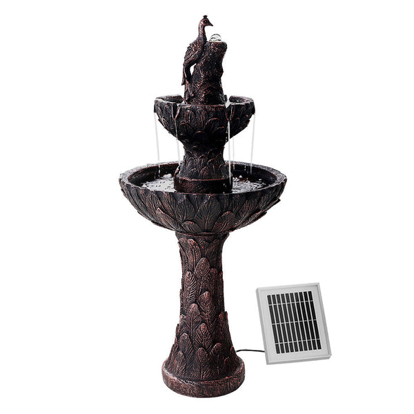 Gardeon Solar Water Feature Tier Fountain With Pump Kit Bird Bath 106Cm Pea Outdoor Fountains
