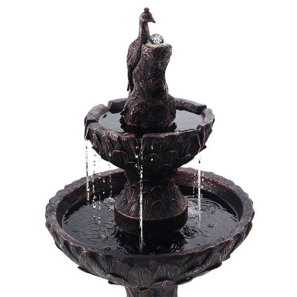 Gardeon Solar Water Feature Tier Fountain With Pump Kit Bird Bath 106Cm Pea Outdoor Fountains