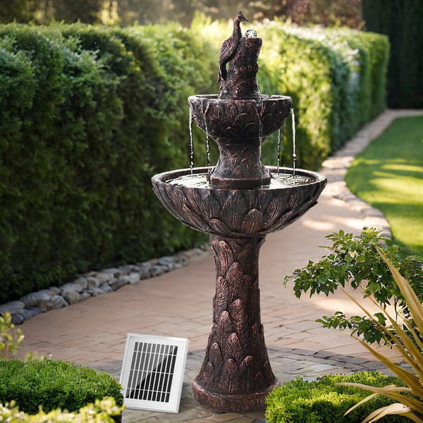 Gardeon Solar Water Feature Tier Fountain With Pump Kit Bird Bath 106Cm Pea Outdoor Fountains