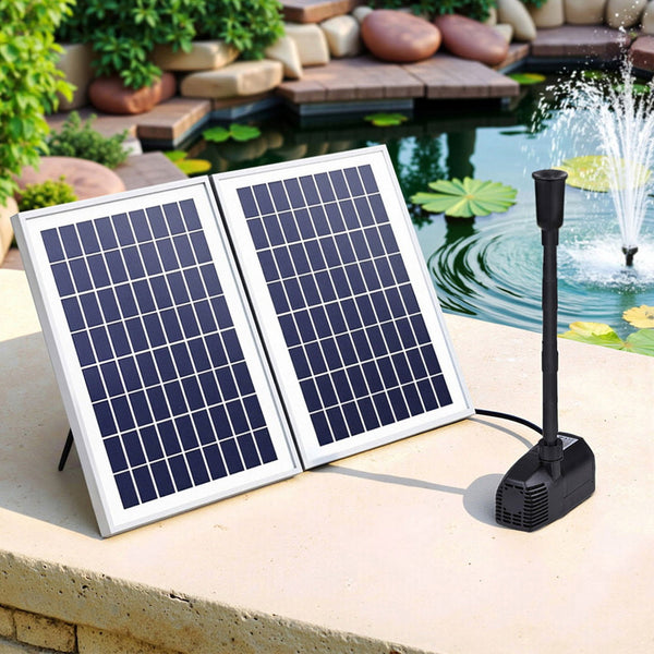 Gardeon Solar Pond Pump Submersible Water Fountain Kit With 2 Panels 1600L/H Ponds & Fountain Pumps