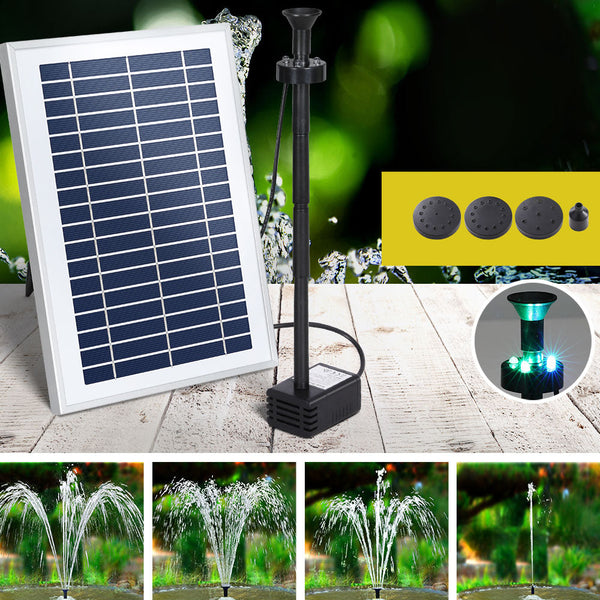 Gardeon Solar Pond Pump Submersible Water Fountain With Battery Led Lights 4.4Ft Ponds & Fountain Pumps