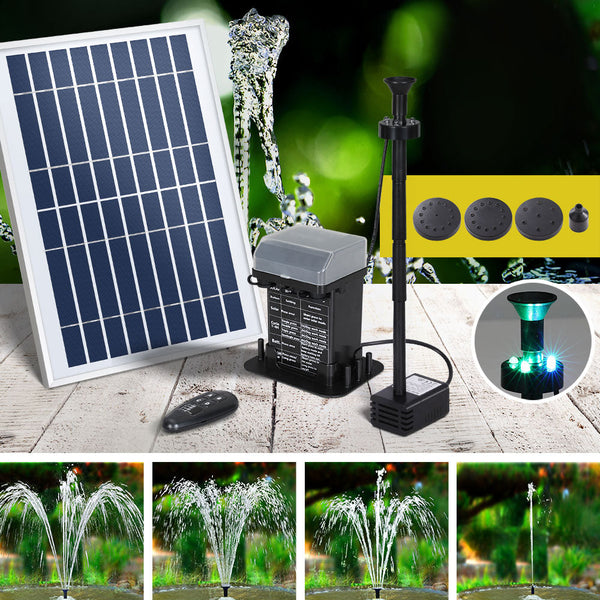Gardeon Solar Pond Pump Submersible Fountain With Battery Kit Led Lights 5.2Ft Ponds & Fountain Pumps