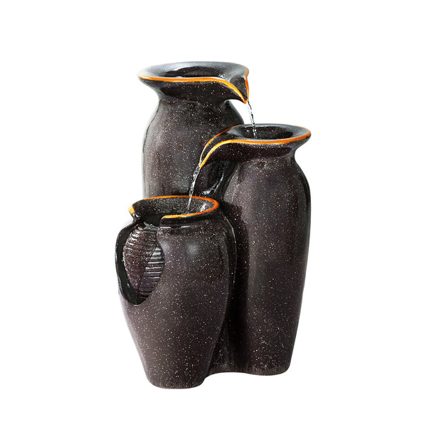 Gardeon Solar Fountain Water Fountain Feature Cascading Fountain Led Lights 76Cm Grey Outdoor Fountains