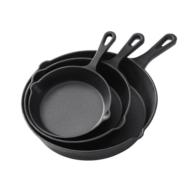 5 Star Chef Non Stick Frying Pan Cast Iron 3Pcs Frying & Grill Pans