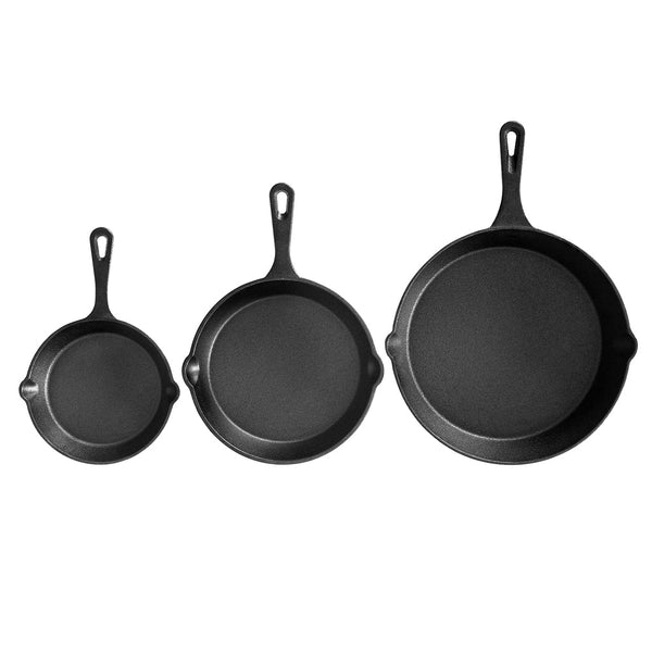 5 Star Chef Non Stick Frying Pan Cast Iron 3Pcs Frying & Grill Pans