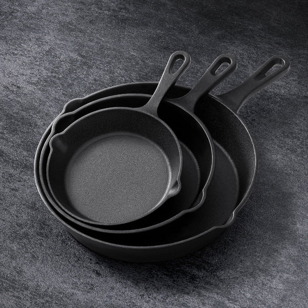 5 Star Chef Non Stick Frying Pan Cast Iron 3Pcs Frying & Grill Pans