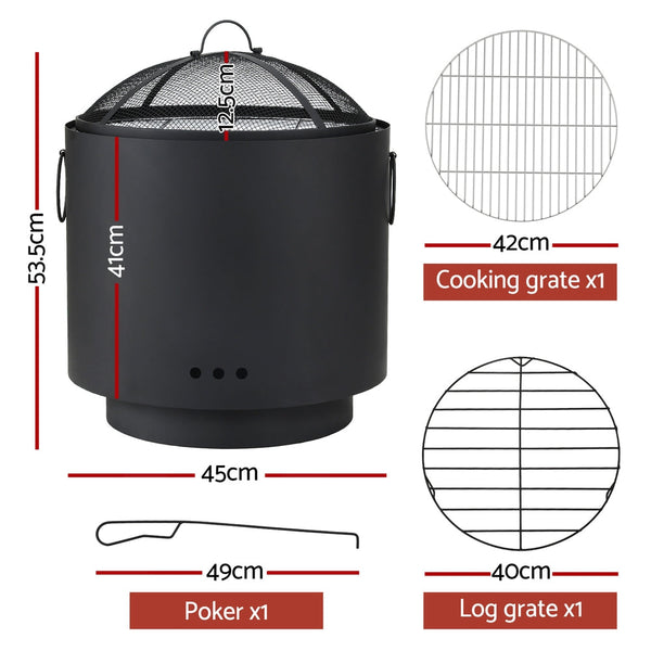 Grillz Fire Pit Bbq Portable Deep Bowl Outdoor Fireplace Fireplace & Stove Accessories