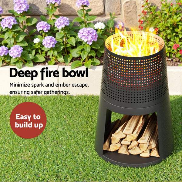 Grillz Fire Pit Deep Bowl Iron Outdoor Fireplace Fireplace & Stove Accessories