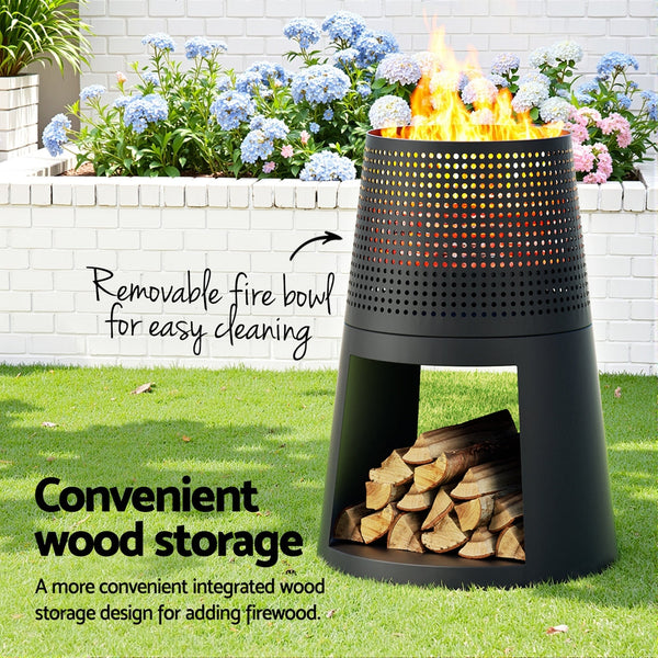Grillz Fire Pit Deep Bowl Iron Outdoor Fireplace Fireplace & Stove Accessories