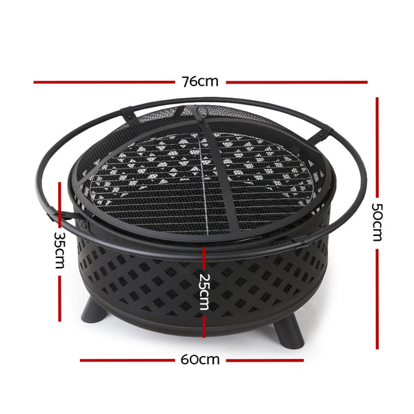 Grillz Fire Pit Bbq Grill 76Cm Camping Stoves Ovens & Bbqs