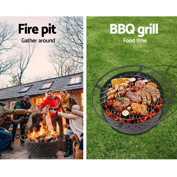 Grillz Fire Pit Bbq Grill 76Cm Camping Stoves Ovens & Bbqs
