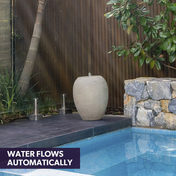 Protege Pot Style Solar Water Feature Fountain With Panel Kit Led Lights Grey Outdoor Fountains