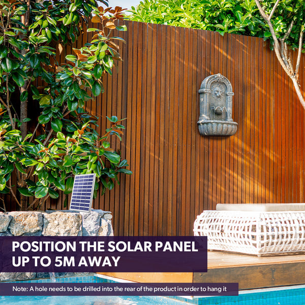 Protege Lion Head Solar Powered Water Feature Fountain Traditional Design With Panel Kit Led Lights Outdoor Fountains