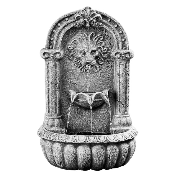 Protege Lion Head Solar Powered Water Feature Fountain Traditional Design With Panel Kit Led Lights Outdoor Fountains