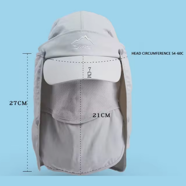 Elosung Black Uv Protection 4 In 1 Outdoor Sun Hat With Removable Flaps Hats