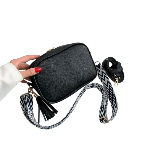 Elosung Black Trendy Crossbody Shoulder Bag With Tassel Accent Compact And Stylish Women's Bags & Handbags