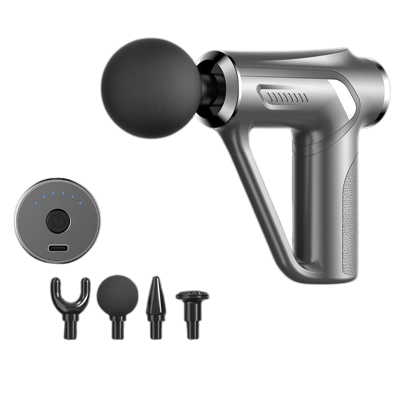 Electric Triangular Fascia Massage Gun Silver Button Style For Health And Beauty Massagers