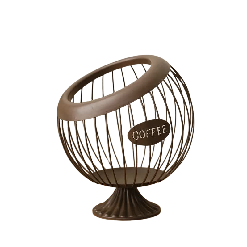 Elosung Brown Elegant Metal Coffee Capsule Storage Basket Multifunctional Fruit And Snack Holder For Modern Home Decor Racks & Holders